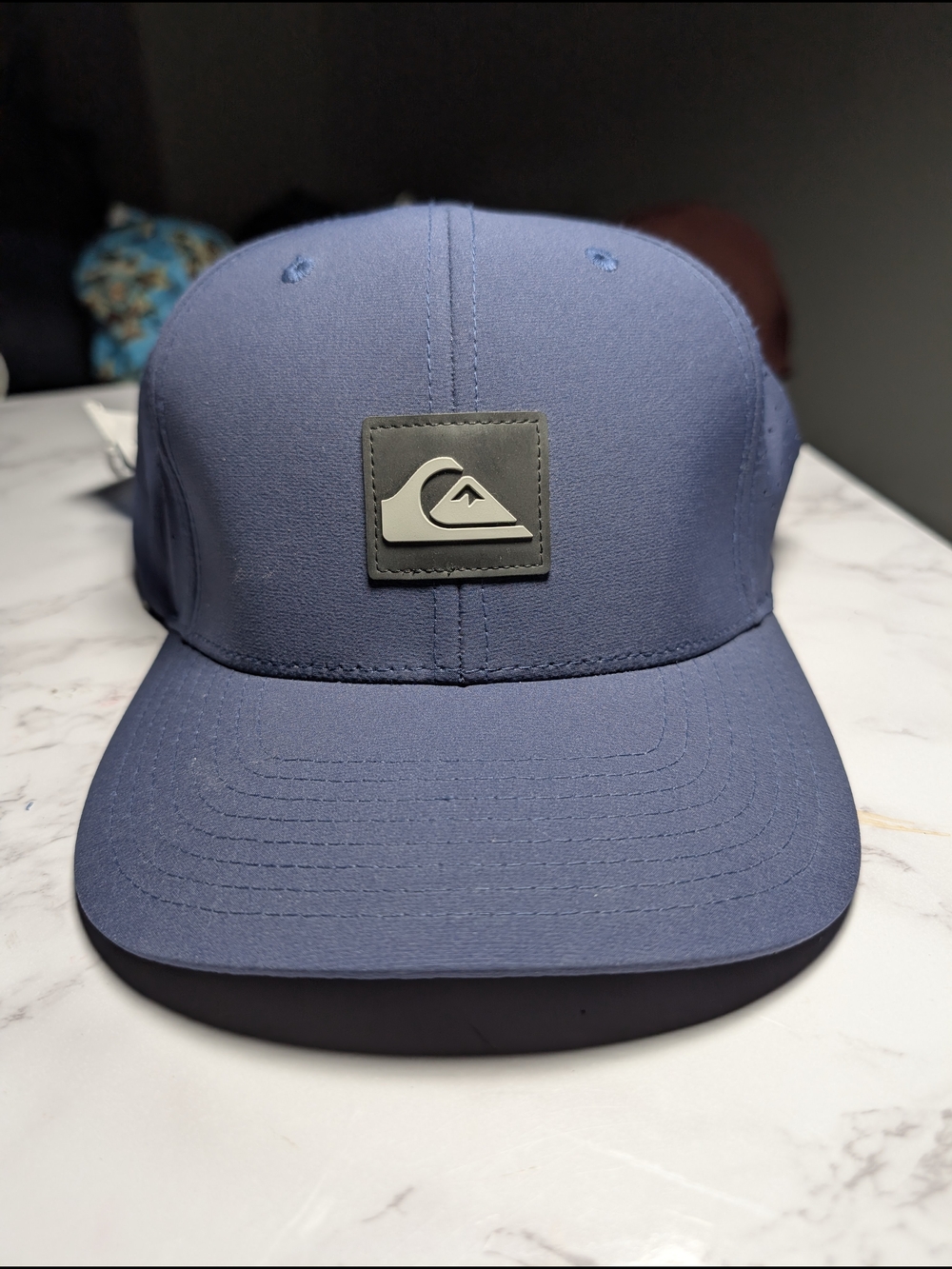 Quiksilver Men's Navy Blue Snapback Cap with Logo Patch